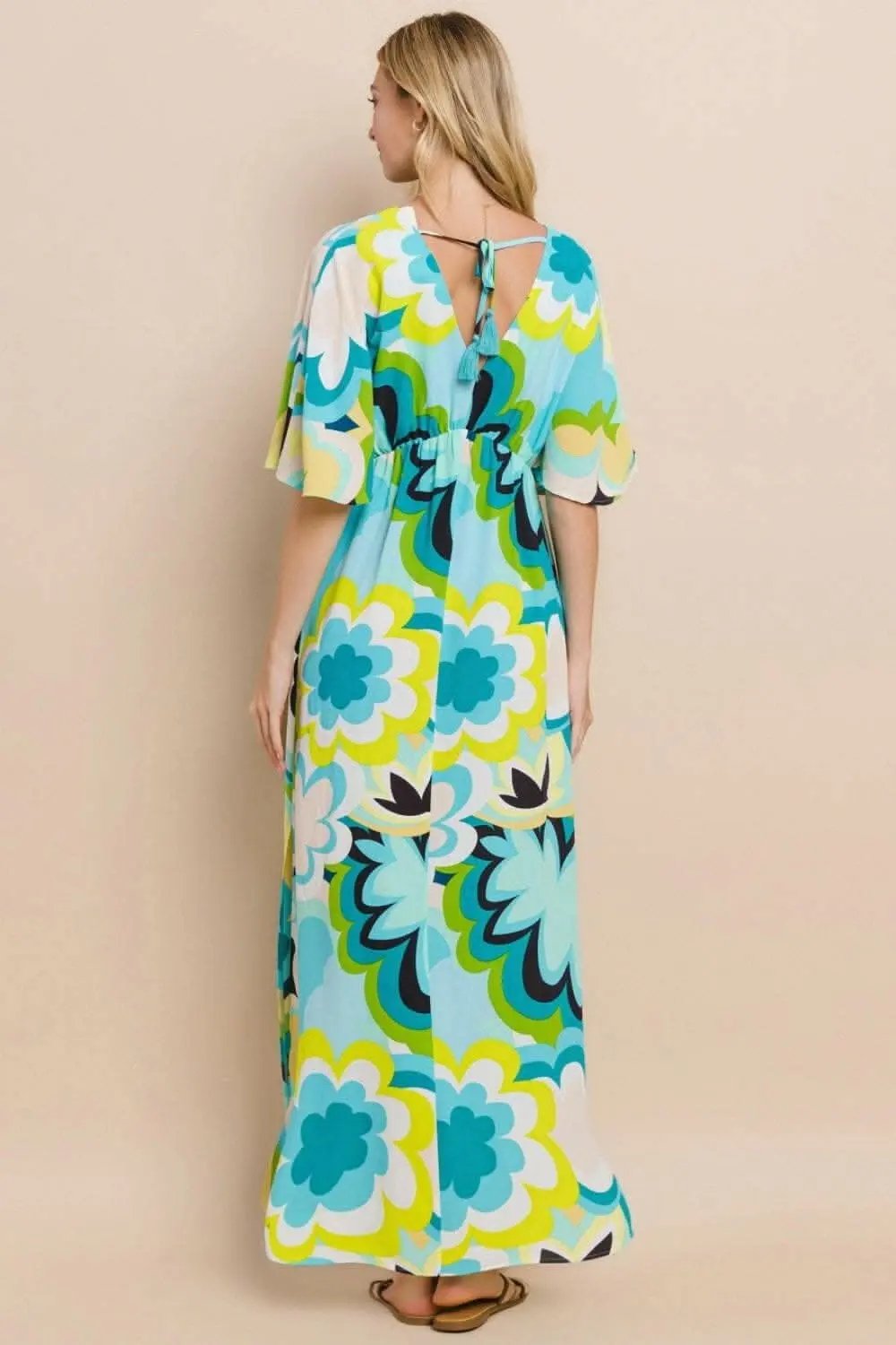 ODDI Floral Printed Slit Maxi Dress - Love Salve